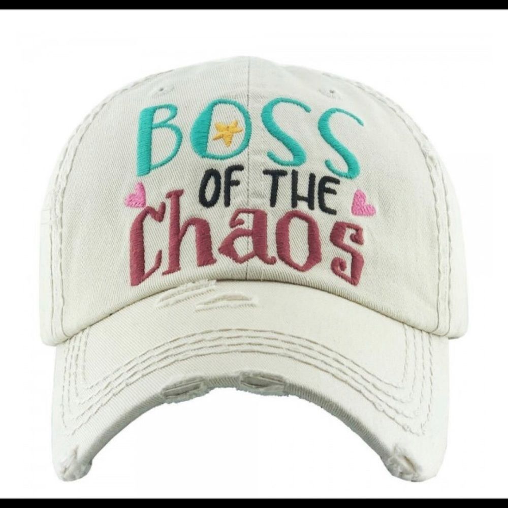 “Boss Of Chaos” white baseball hat NWT